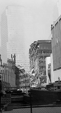 Photo: Heavily-damaged building next to Ground Zero